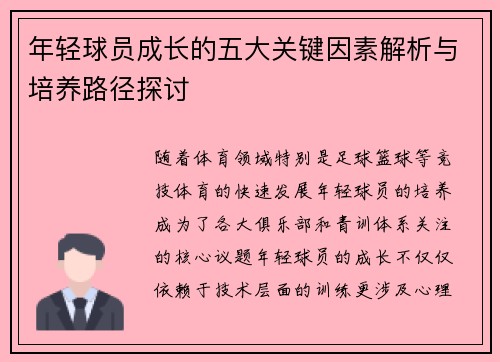年轻球员成长的五大关键因素解析与培养路径探讨